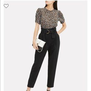 A.L.C. Kati Leopard Print Twist/Puff Sleeve Tee S